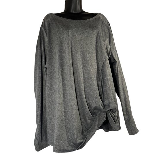 Tahari Sport Top Long Sleeve Tunic Athletic Shirt Side Knot Womens 3X TShirt - Picture 3 of 8